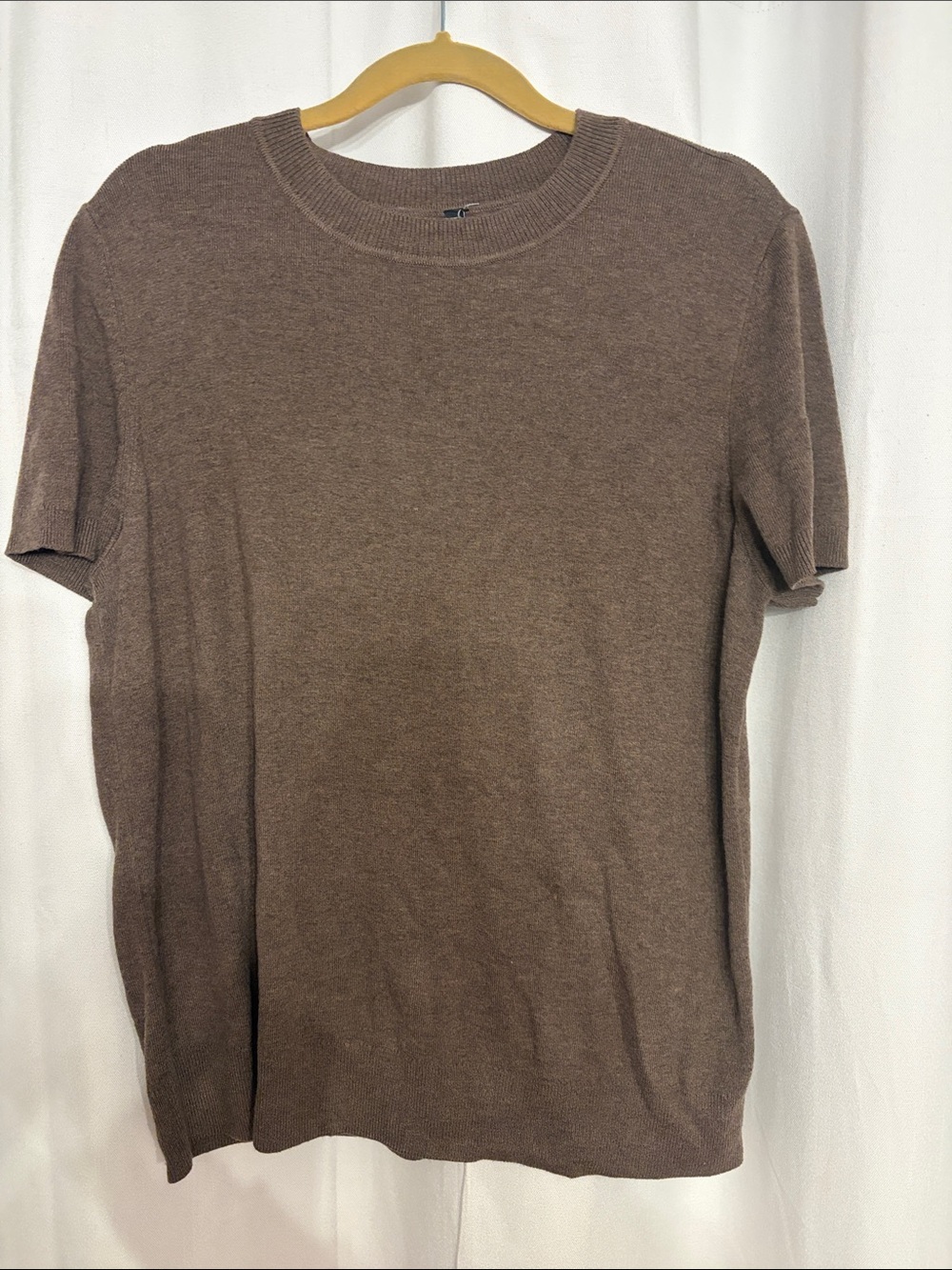Women’s Brown Crew Neck Short Sleeve Sweater
